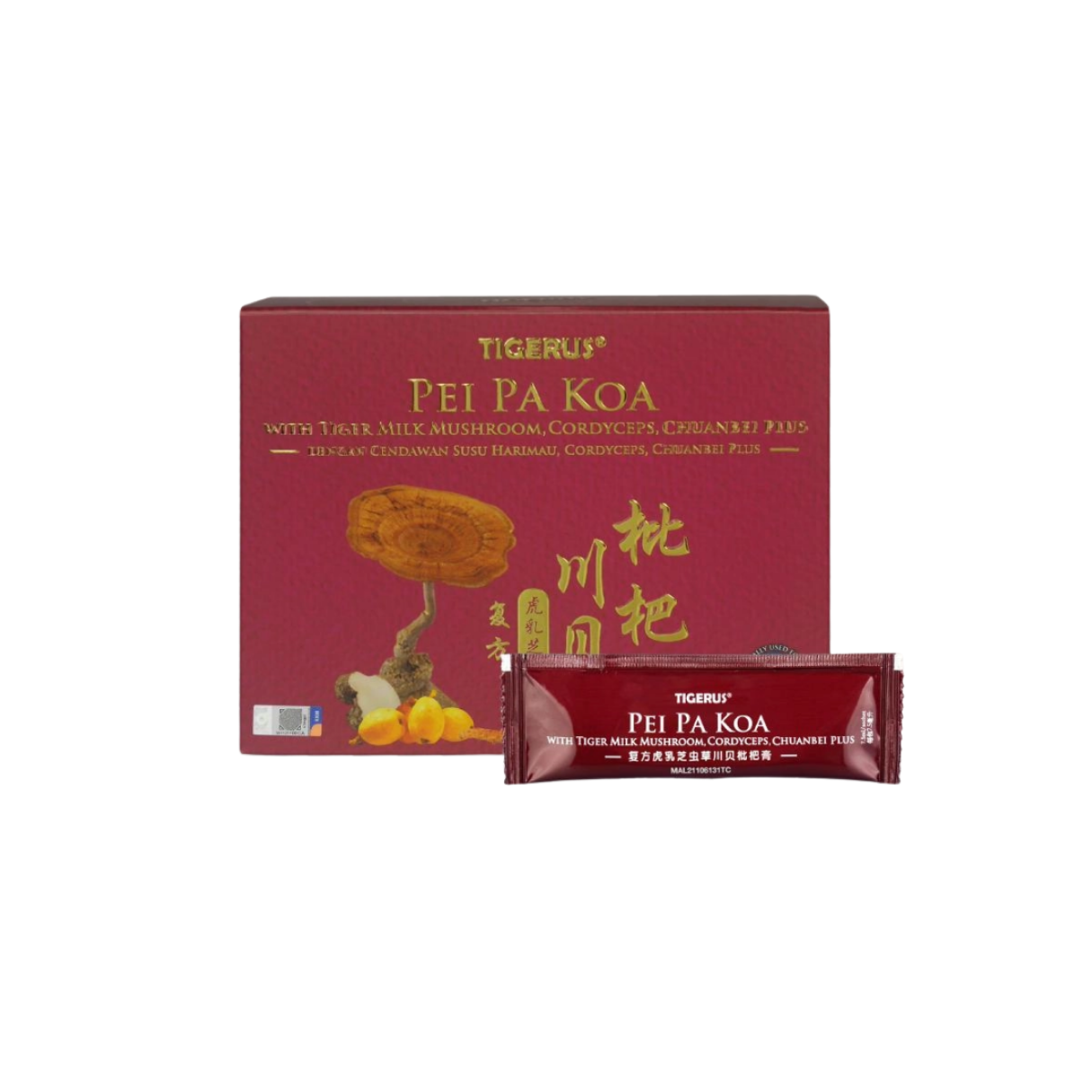 Tigerus Pei Pa Koa Sachets with Tiger Milk Mushroom, Cordyceps and Chuanbei Plus